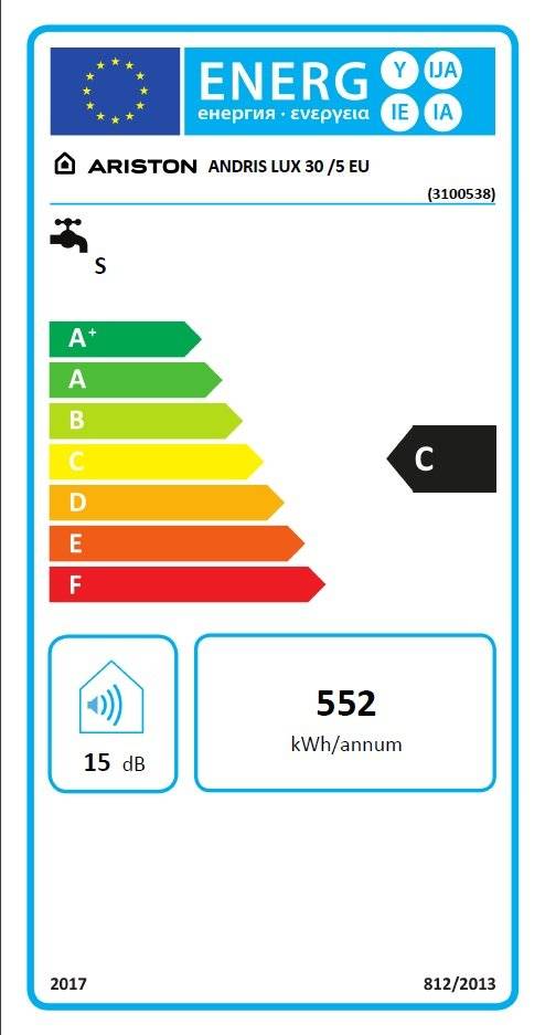 Boiler electric Ariston ANDRIS LUX 30 EU, 30 L, 1500 W, montaj deasupra chiuvetei
