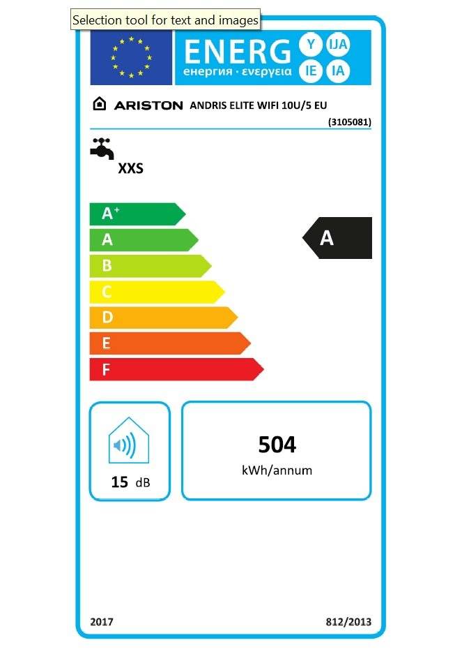 Boiler electric Ariston ANDRIS ELITE WIFI 10U/5 EU, 10 L, 1200 W, montaj sub chiuveta