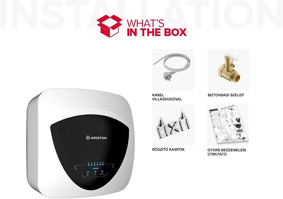 Boiler electric Ariston ANDRIS ELITE WIFI 15/5 EU, 15 L, 1200 W, montaj deasupra chiuvetei