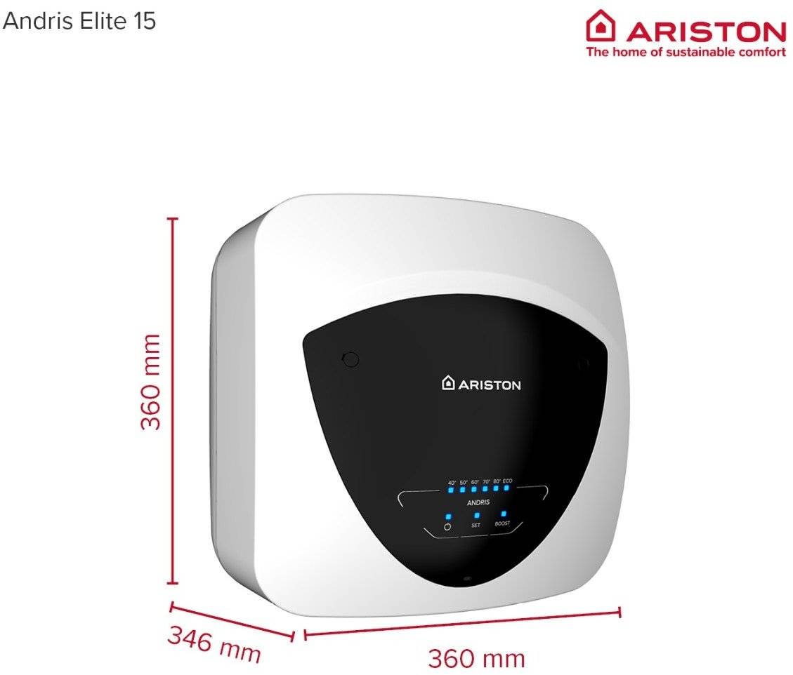 Boiler electric Ariston ANDRIS ELITE WIFI 15U/5 EU, 15 L, 1200 W, montaj sub chiuveta