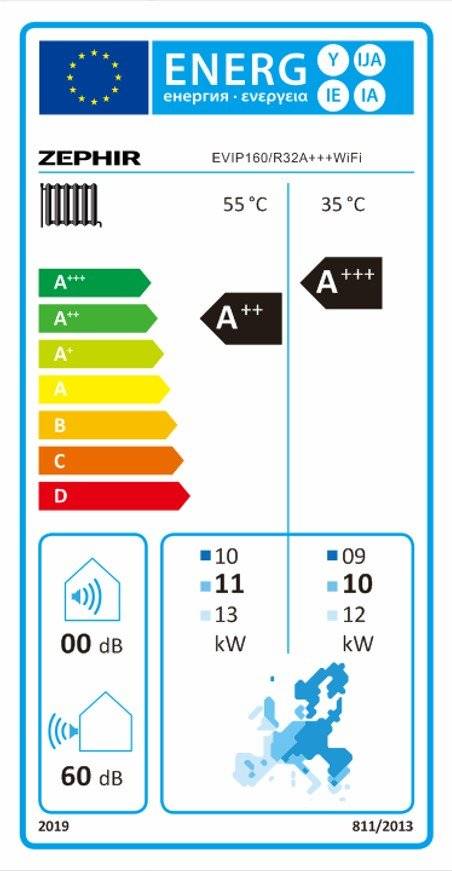 Pompa de caldura INVERTER cu WI-FI ZEPHIR EVIP160 / R32 - 16 kW, A+++